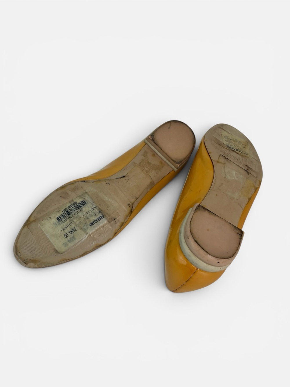Salvatore Ferragamo Mustard Yellow Patent Leather Ballet Flats - Picture 5 of 5